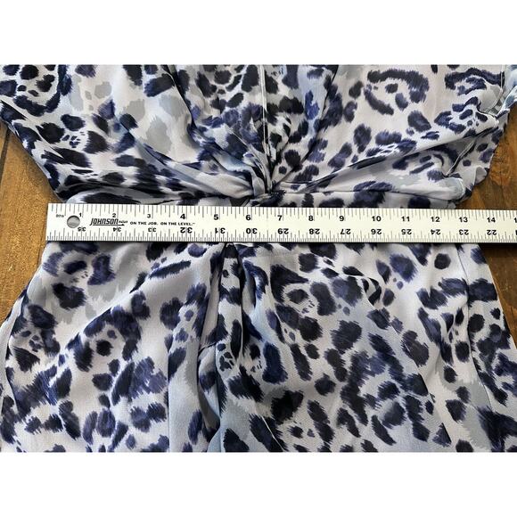 Adrianna Papell Twist Dress High Low Leopard Watercolor Size 2 Purple - Picture 11 of 13